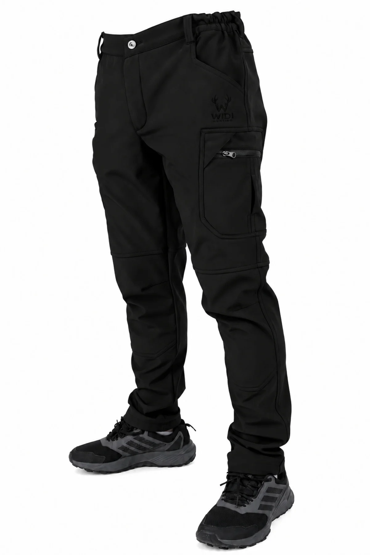 Widi Siyah Softshell Su İtici Esnek Taktik Kargo Cepli Outdoor Pantolon
