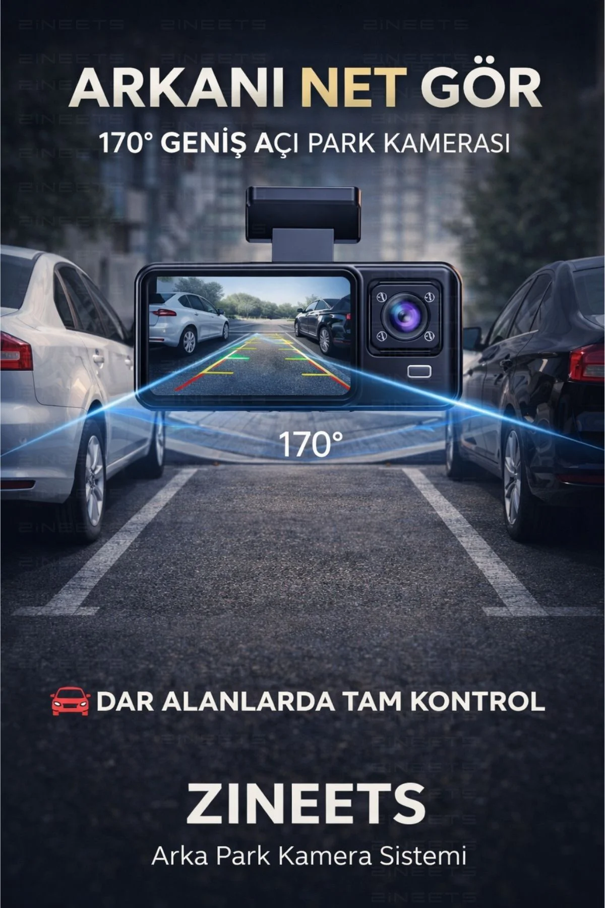 Wifi 1080p Araç içi 3 Kameralı Lcd Ekranlı Gece Görüşlü G-sensör 