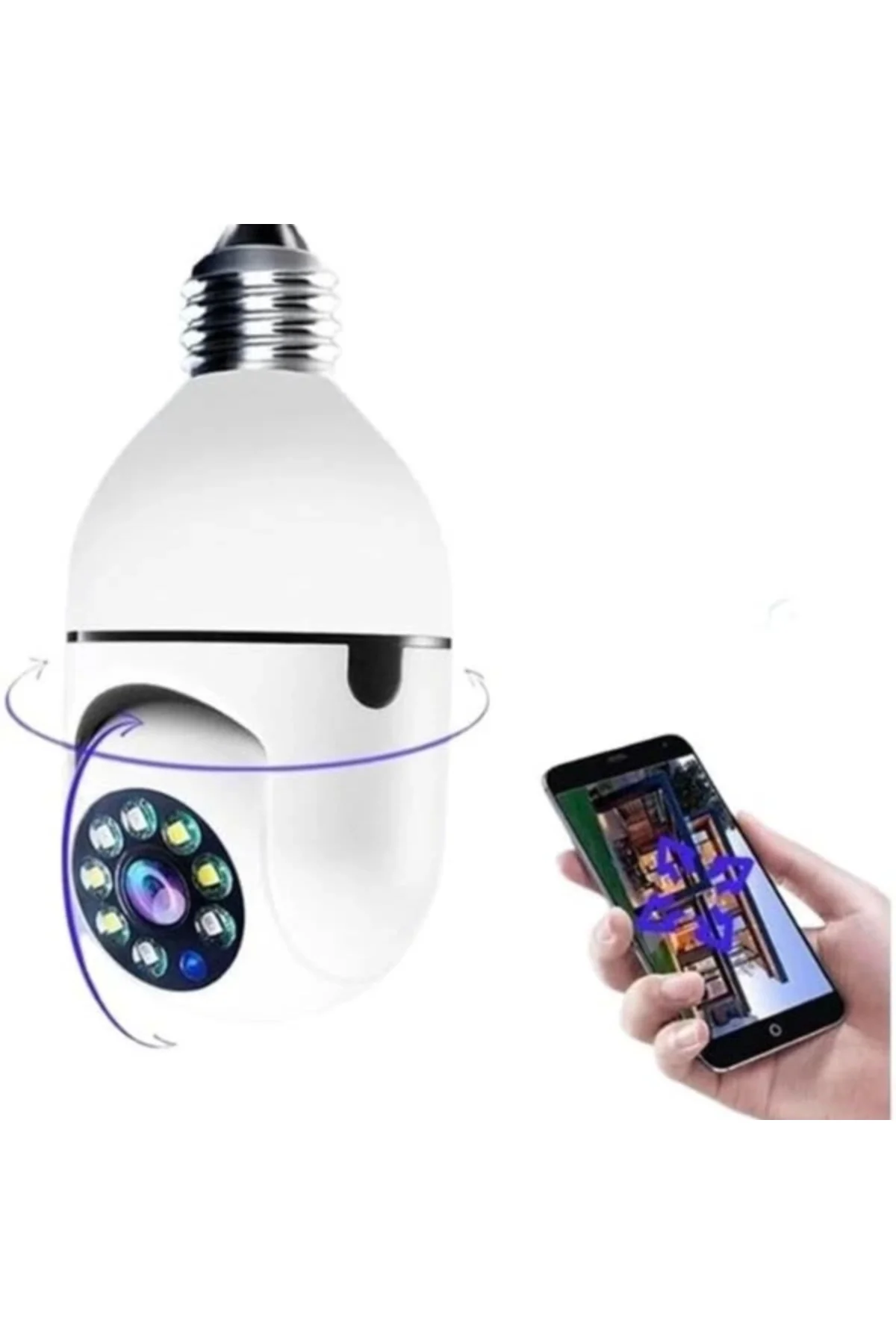 Wifi 360 Panoramik Ampul Kamera Güvenlik Kamerası Çift Wifi 360 Derece Gece Görüşlü
