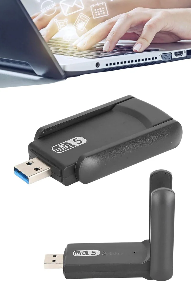 Wifi Adaptörü Bt5.0 Çift Bantlı Çift Anten - USB 3.0 Kablosuz Bağlantı ve Yüksek Hız