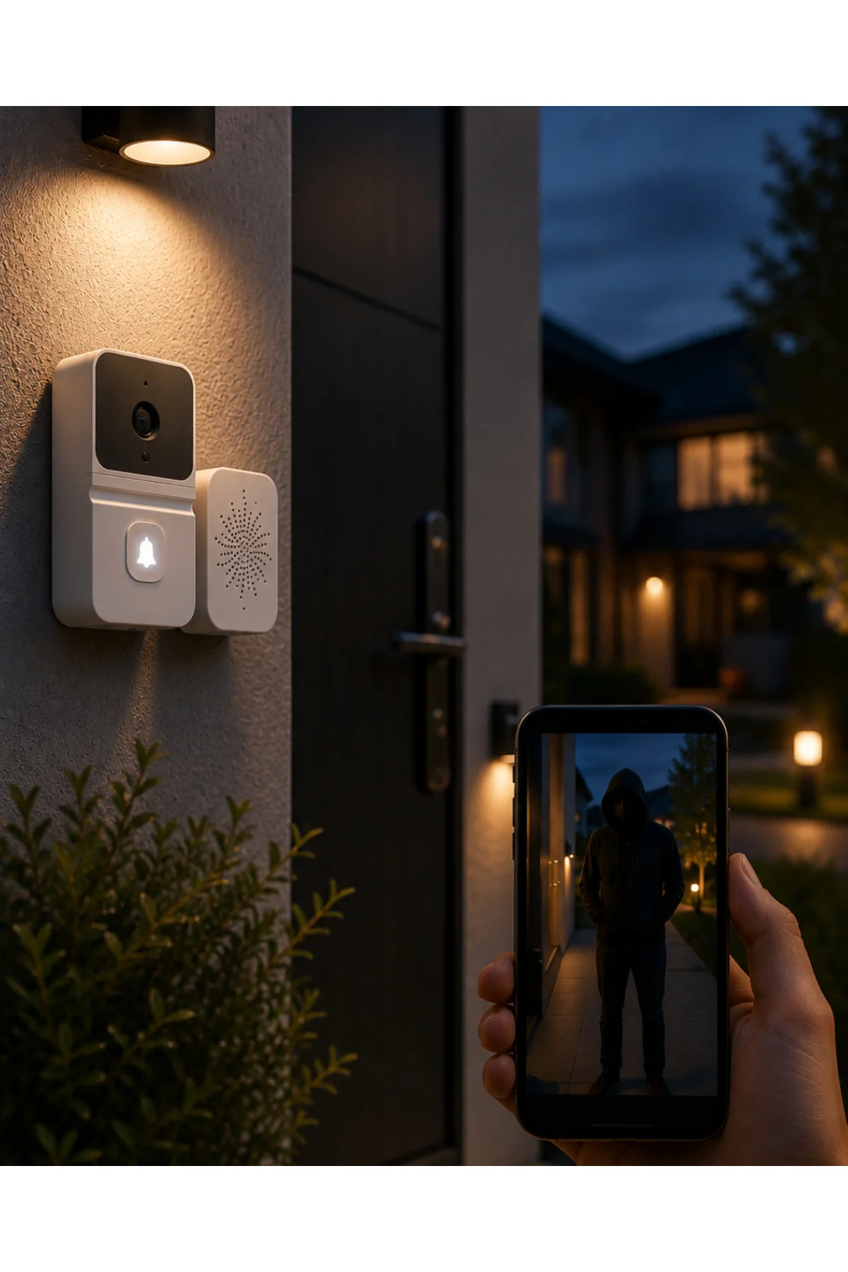 WiFi Akıllı Kapı Zili Gece Görüşlü Kameralı Kablosuz Güvenlik Sistemi