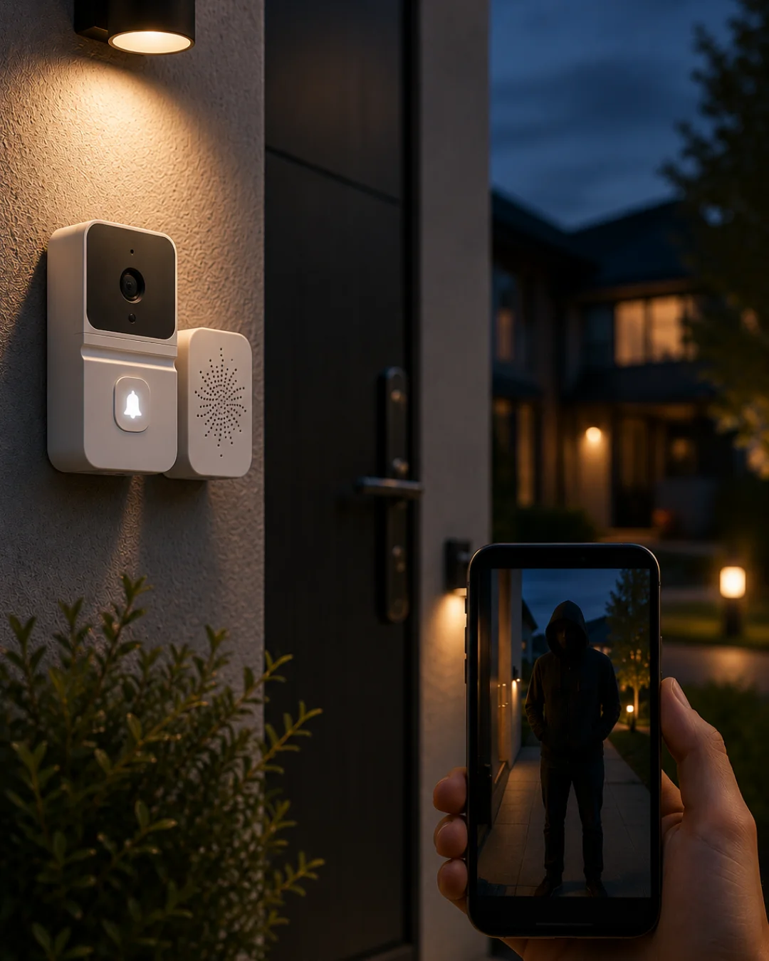 WiFi Akıllı Kapı Zili Gece Görüşlü Kameralı Kablosuz Güvenlik Sistemi