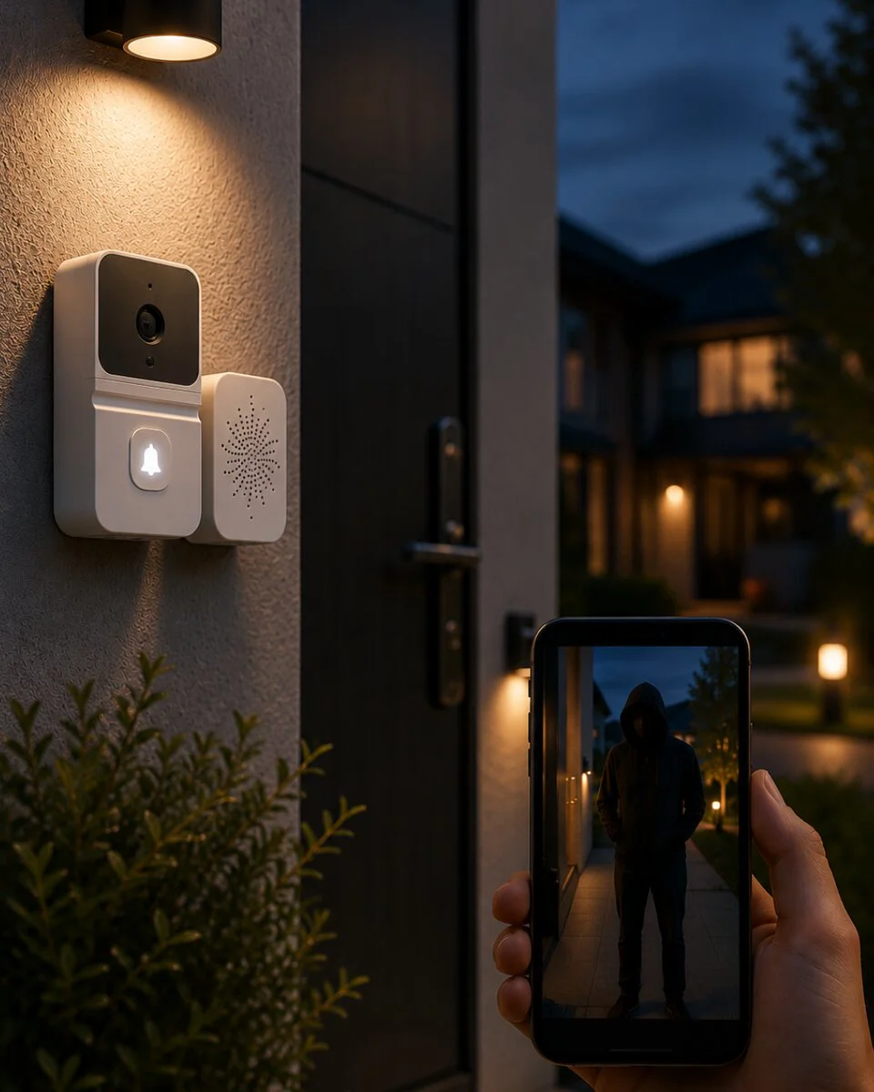 WiFi Akıllı Kapı Zili Gece Görüşlü Kameralı Kablosuz Güvenlik Sistemi