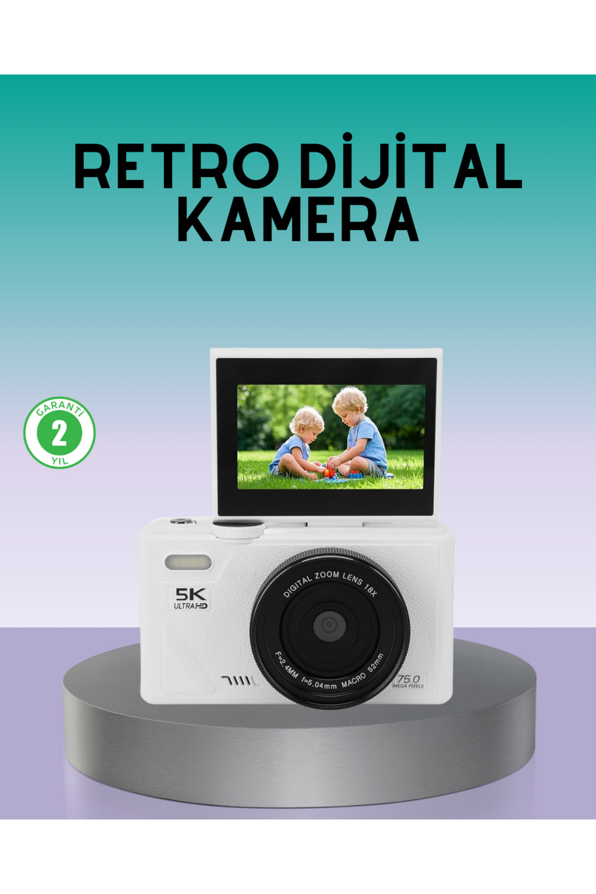 WiFi Bağlantılı 5K Ultra HD Dijital Kamera 75MP Otofokus