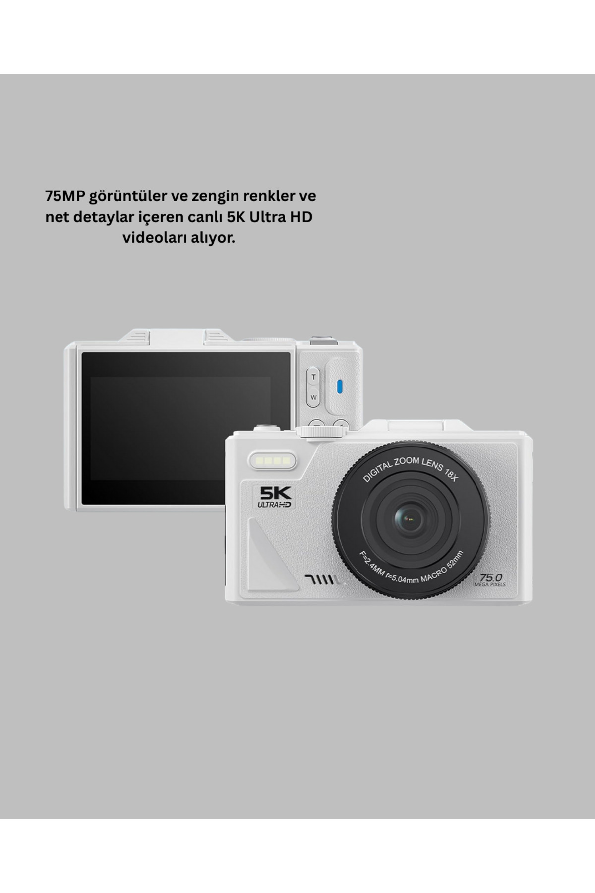 WiFi Bağlantılı 5K Ultra HD Dijital Kamera 75MP Otofokus