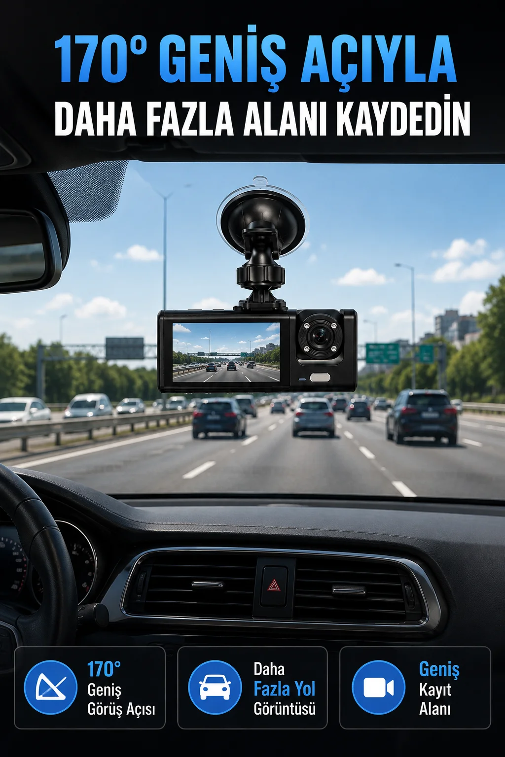 WiFi Destekli Araç İçi Kamera Çift Kameralı Full HD 1080P 170° Geniş Açılı Araç Kayıt Kamerası WiFi Destekli Araç İçi Kamera Çift Kameralı Full HD 1080P 170° Geniş Açılı Araç Kayıt Kamerası