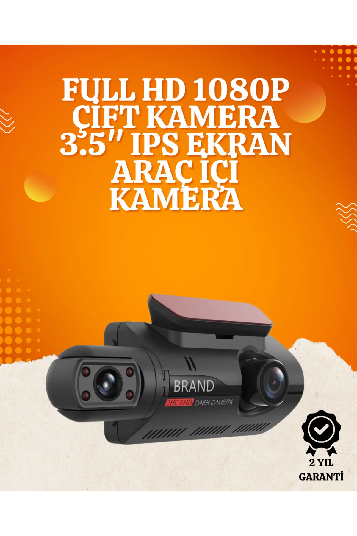 WiFi Destekli Araç Kamerası – 3 inç Ekran, 1080P Ön ve 720P İç Ka