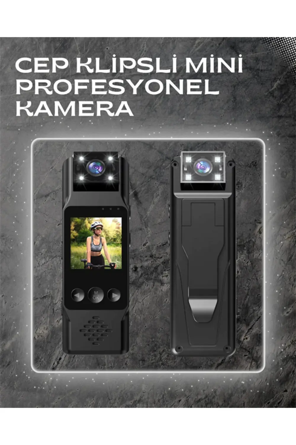 WiFi Destekli Mini Kamera – 180° Dönebilen Lens, 1080P Video, TFT