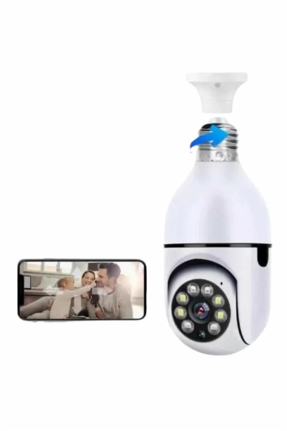 Wifi Güvenlik Kamerası Çift Kameralı Ampule Takılabilir Sensörlü