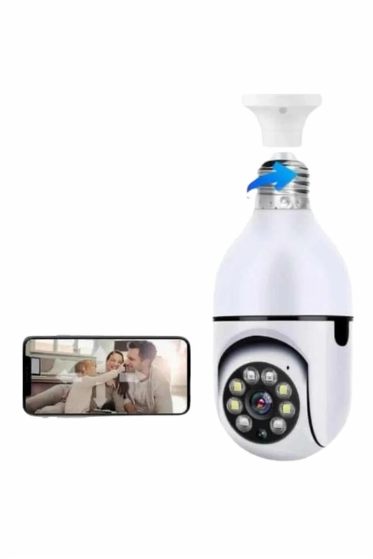 Wifi Güvenlik Kamerası Çift kameralı Ampule Takılabilir Sensörlü Wifi Güvenlik Kamerası Çift kameralı Ampule Takılabilir Sensörlü