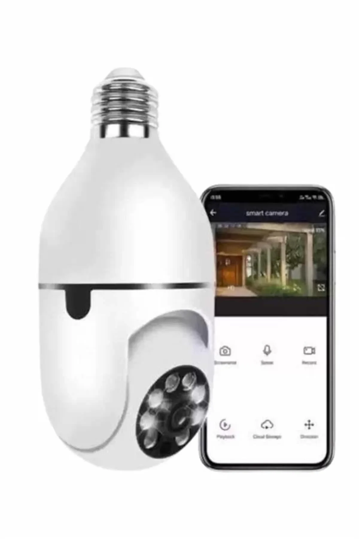 Wifi Güvenlik Kamerası Çift Kameralı Ampule Takılabilir Sensörlü