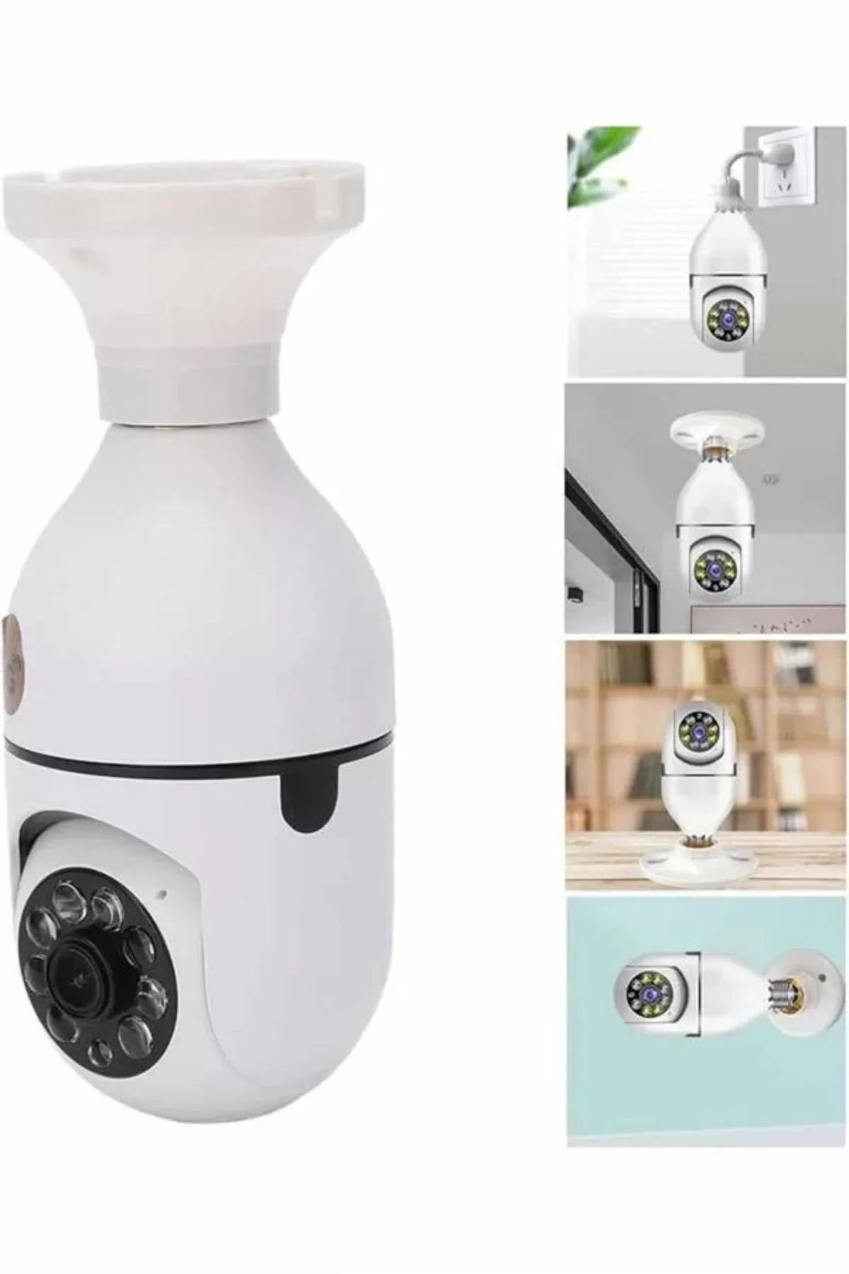 Wifi Güvenlik Kamerası Çift Kameralı Ampule Takılabilir Sensörlü