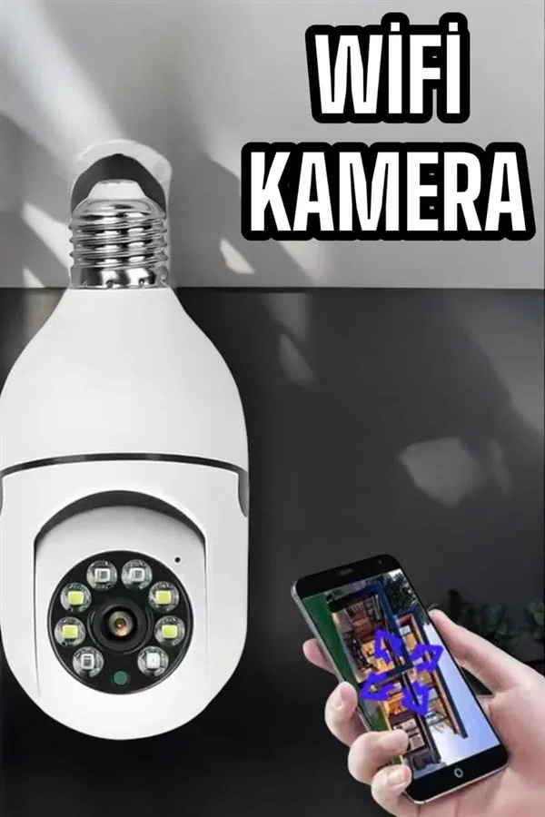 Wifi Kamera Duylu Ampul Görünümlü 360 Derece Dönebilen Ev Kamerası - Lisinya