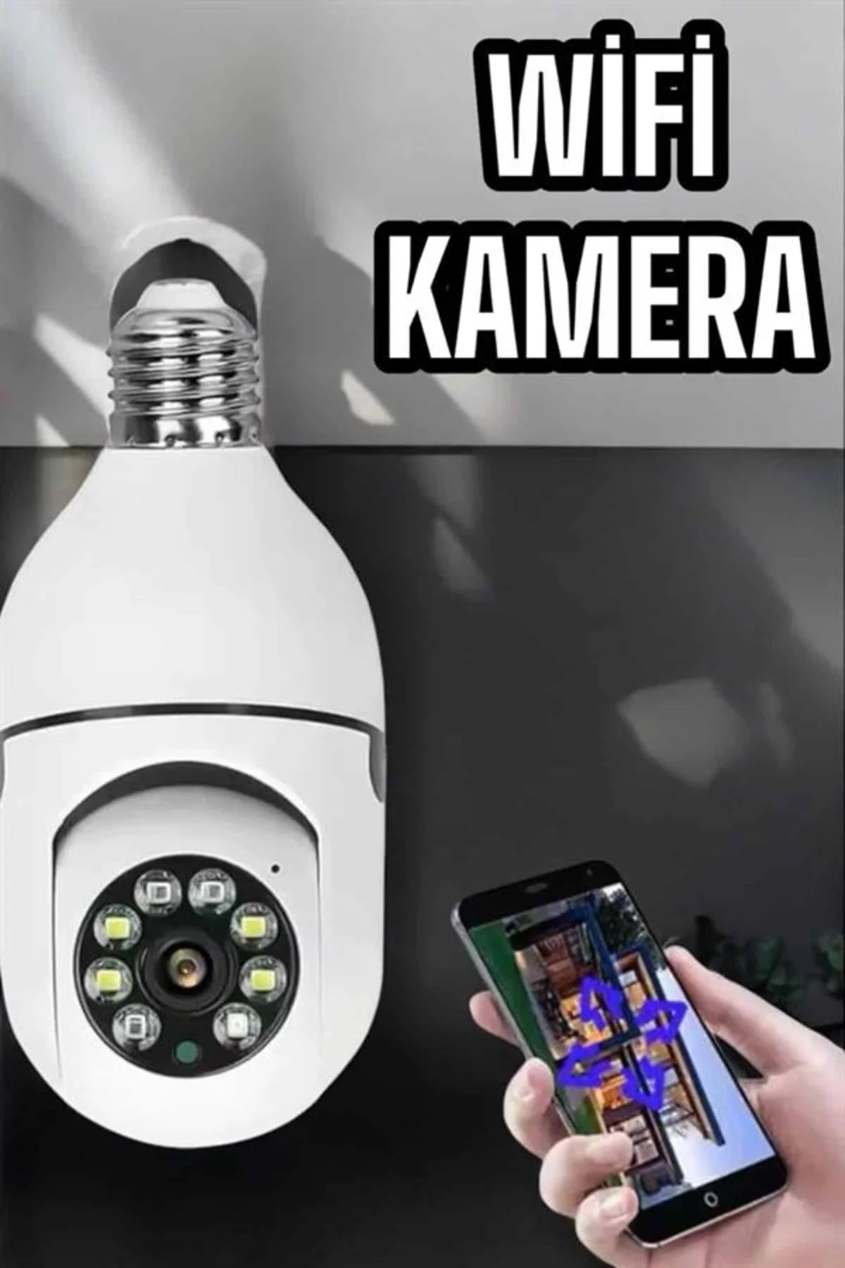 Wifi Kamera Duylu Ampul Görünümlü 360 Derece Dönebilen Ev Kameras