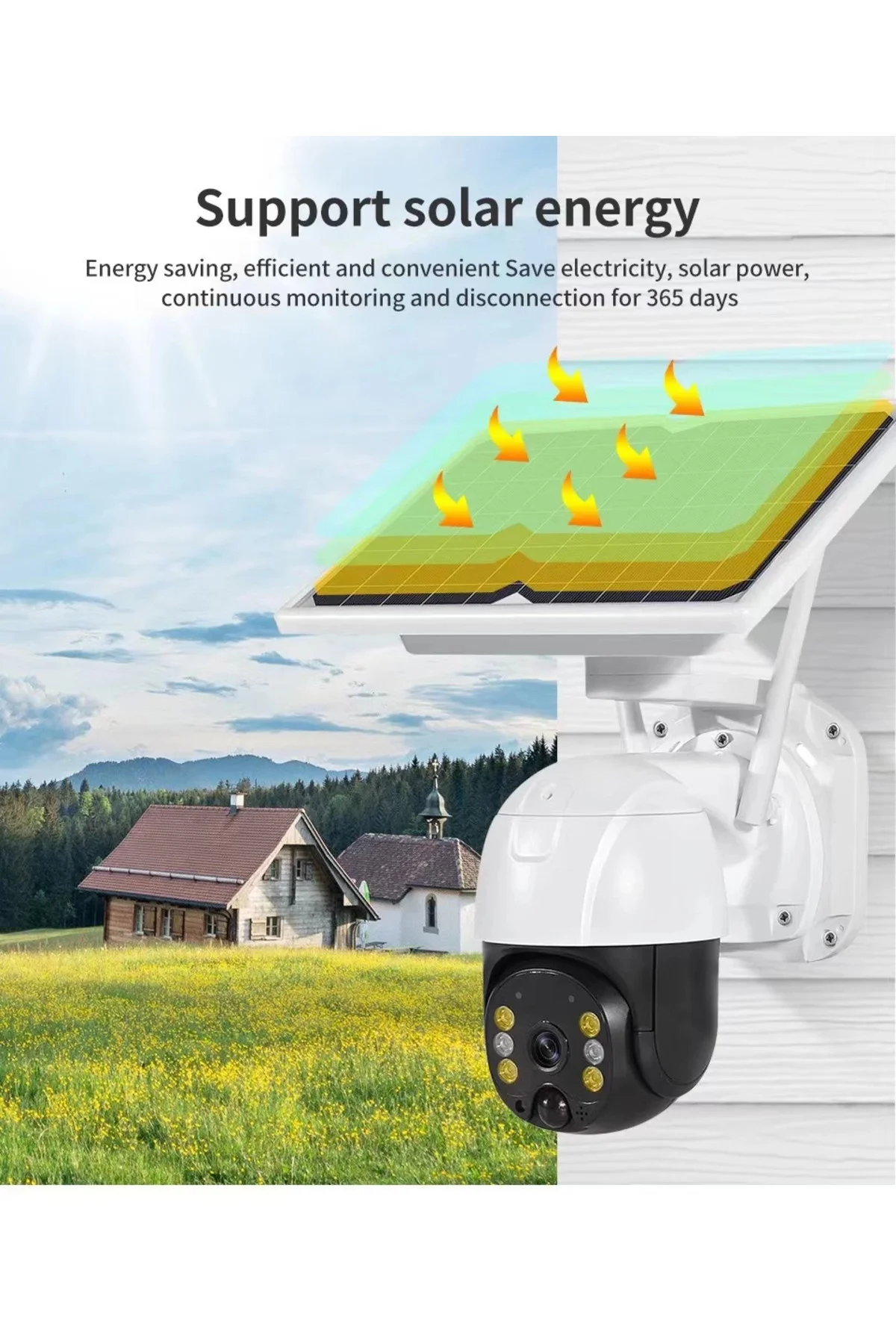 Wifi Uygulamalı Gece Görüşlü Solar Güneş Enerjili Kamera Akıllı D