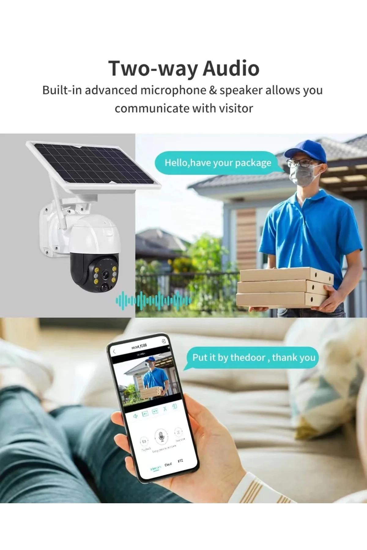 Wifi Uygulamalı Gece Görüşlü Solar Güneş Enerjili Kamera Akıllı D