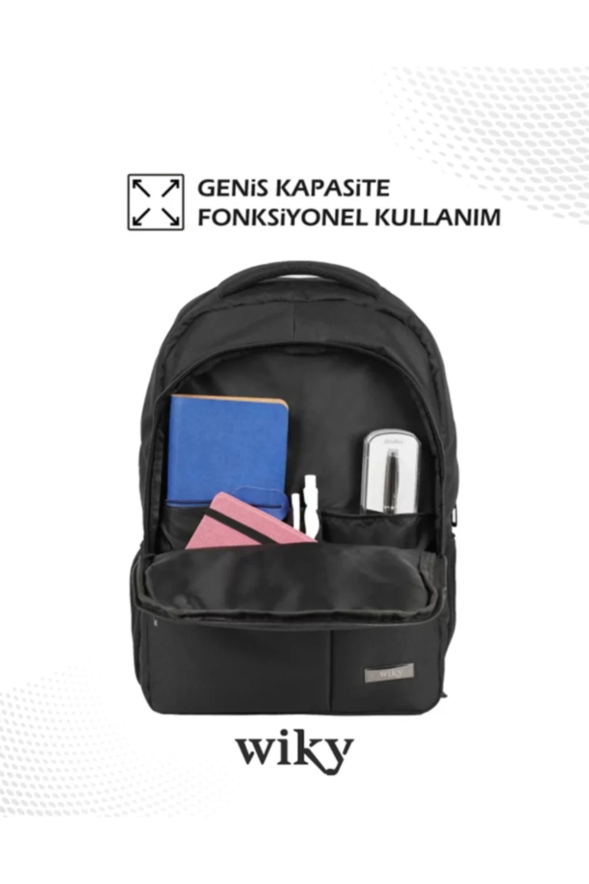 WikyBag Dawn 15,6 Inç Dizüstü Bilgisayar Uyumlu Siyah Laptop Çantası Sırt Çantası