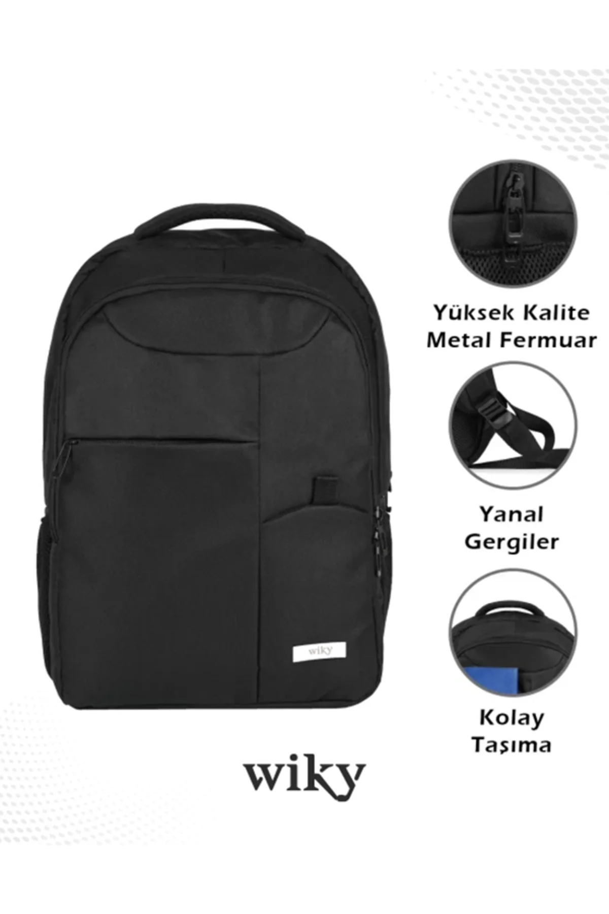 WikyBag Dawn 15,6 Inç Dizüstü Bilgisayar Uyumlu Siyah Laptop Çantası Sırt Çantası
