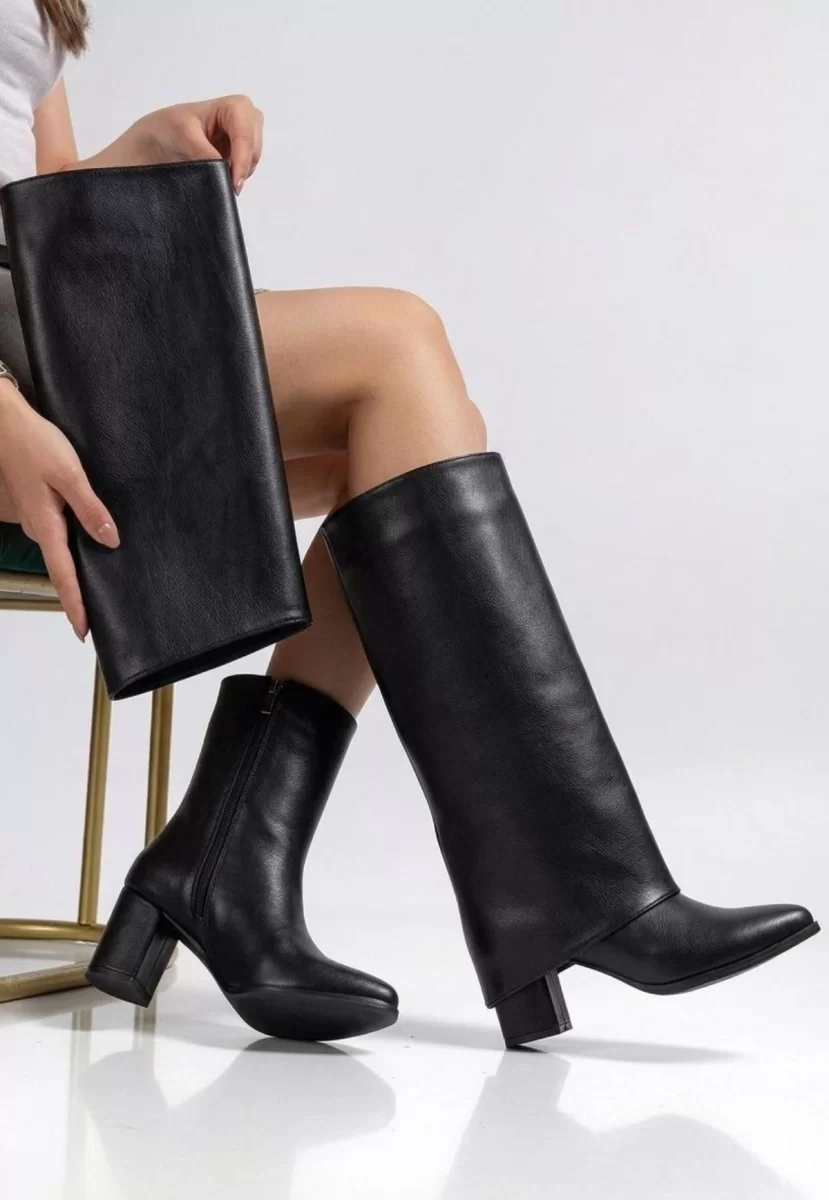 Wila Siyah Cilt Topuklu Tak Çıkar Çizme