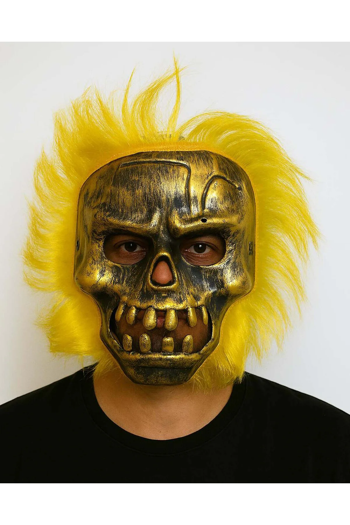 Wild Skull - Bakır Kafatası Sarı Saçlı İskelet Maske (5060)