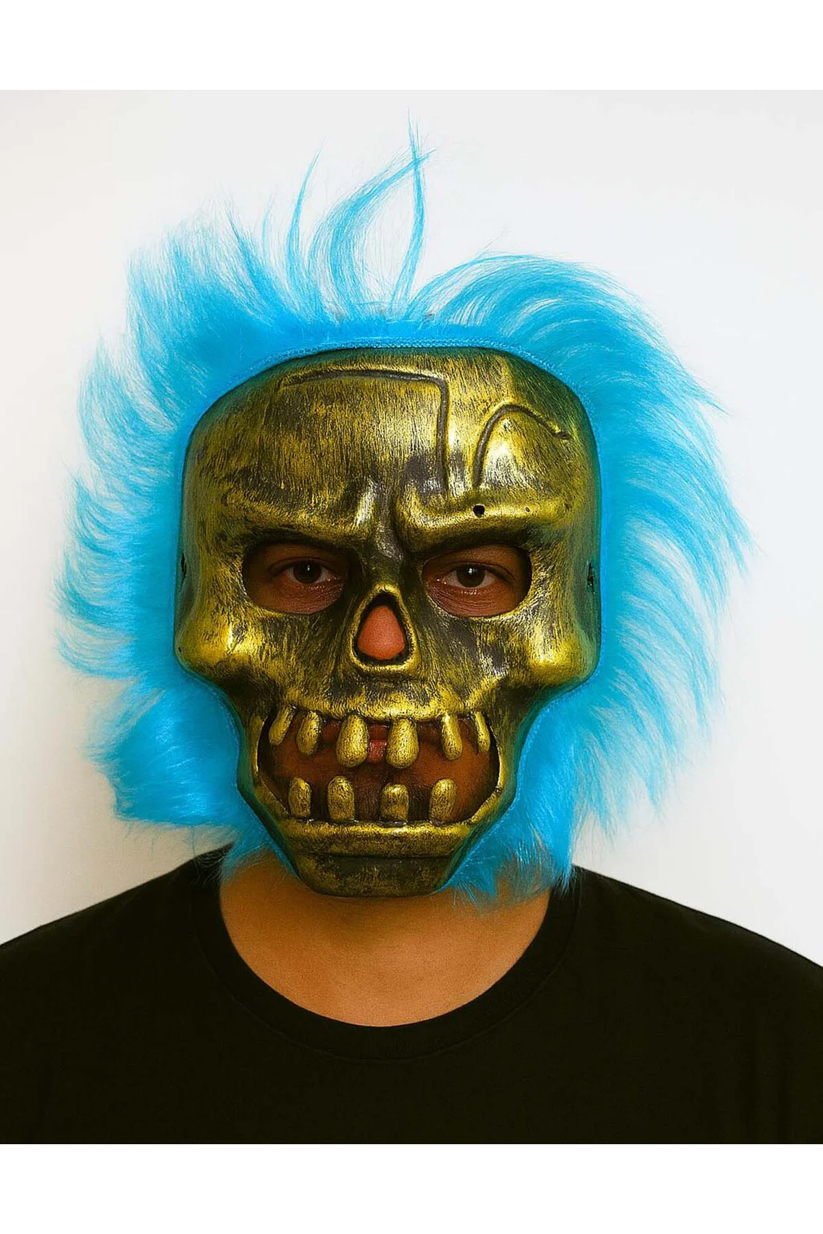 Wild Skull - Bakır Kafatası Turkuaz Saçlı İskelet Maske (5060) Wild Skull - Bakır Kafatası Turkuaz Saçlı İskelet Maske (5060)