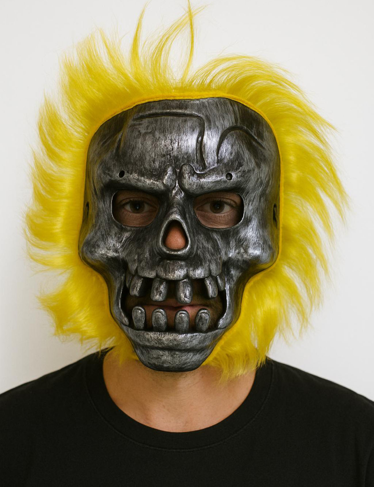 Wild Skull - Metal Kafatası Sarı Saçlı İskelet Maske (4741)