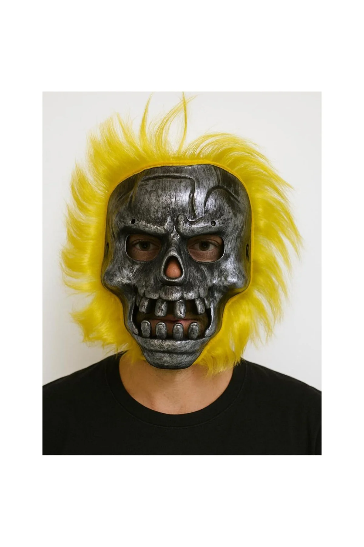 Wild Skull - Metal Kafatası Sarı Saçlı İskelet Maske