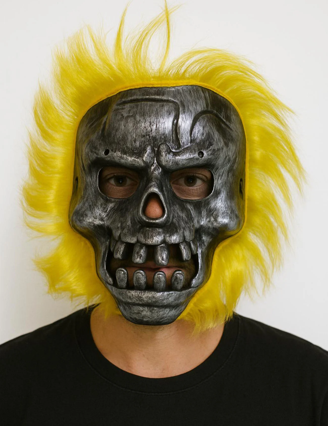 Wild Skull - Metal Kafatası Sarı lı İskelet Maske