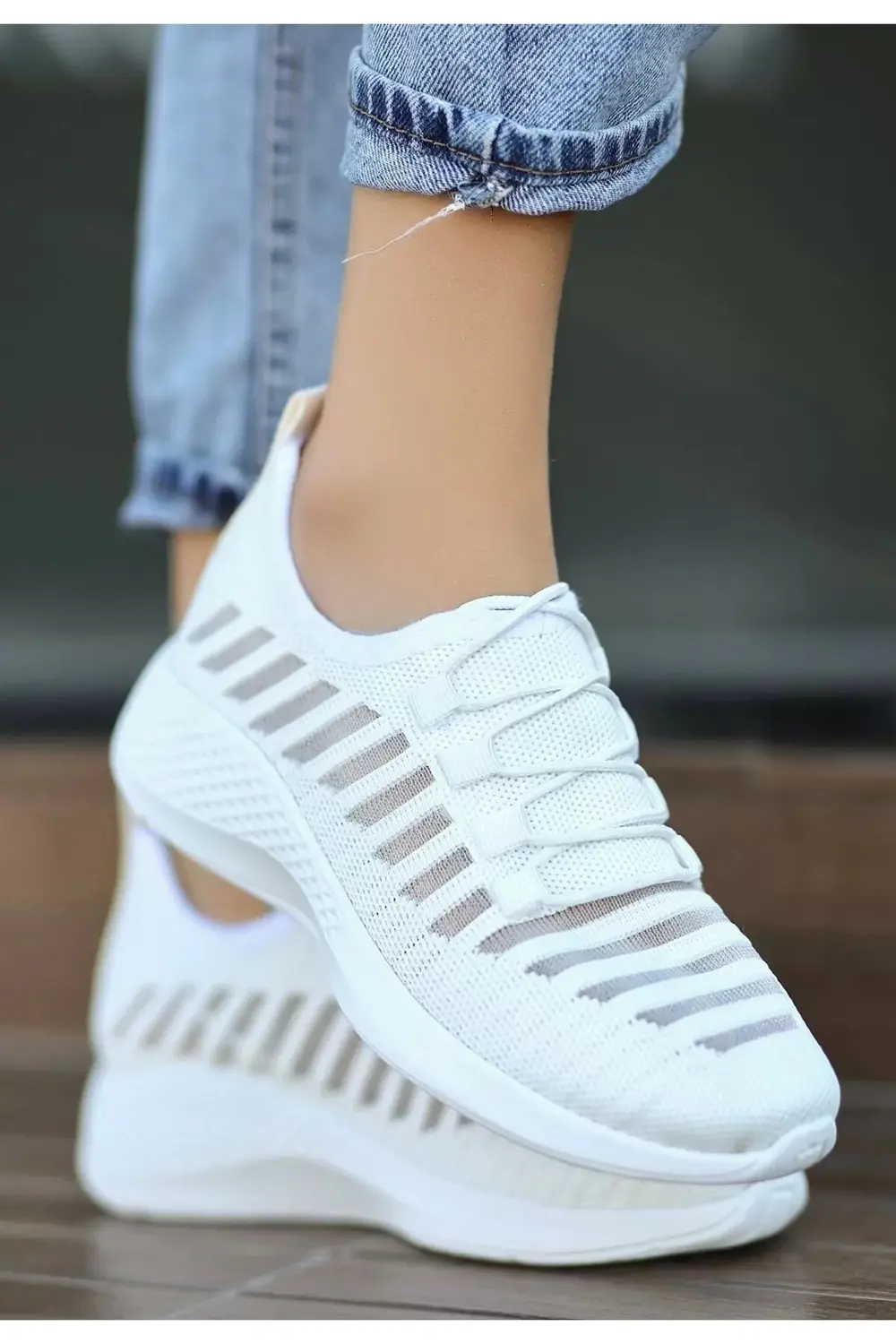 Wina Beyaz Triko Spor Ayakkabı