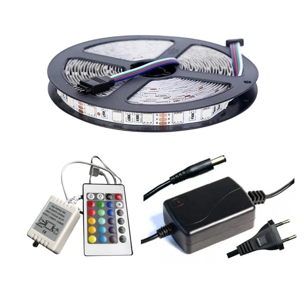Winboss 5mt Rgb Şerit Led Slikonlu Adaptör Uzaktan Kumanda Tak Ça