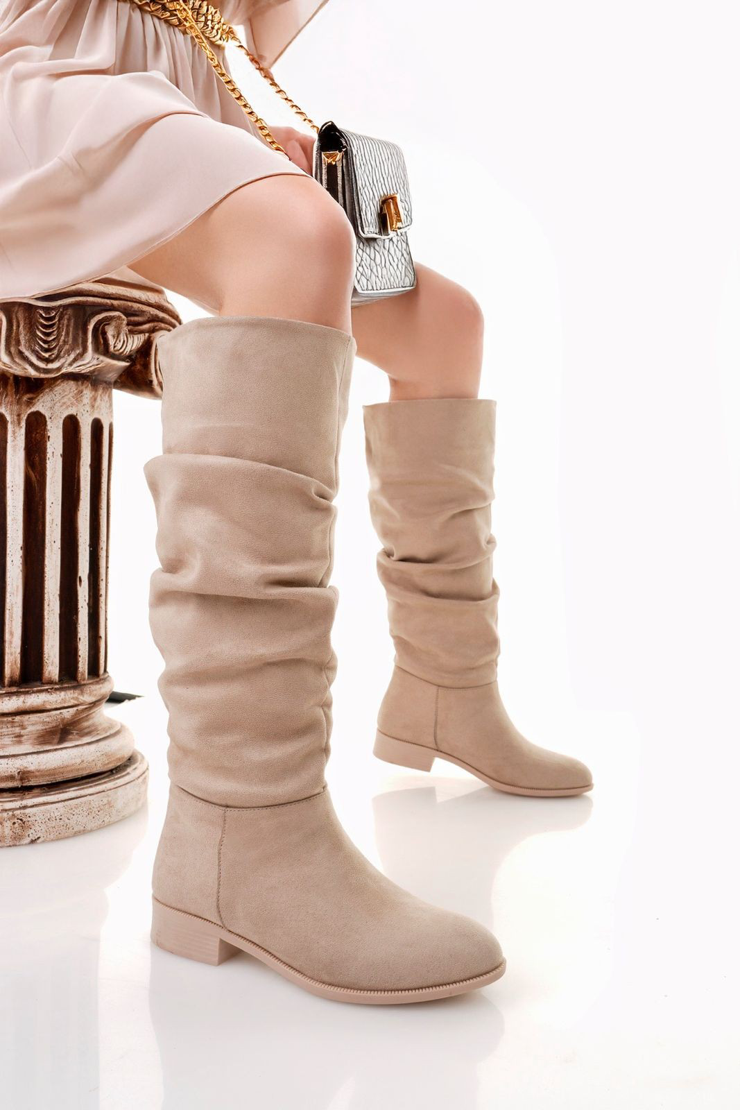 Winda Bej Süet Körüklü Çizme Winda Bej Süet Körüklü Çizme