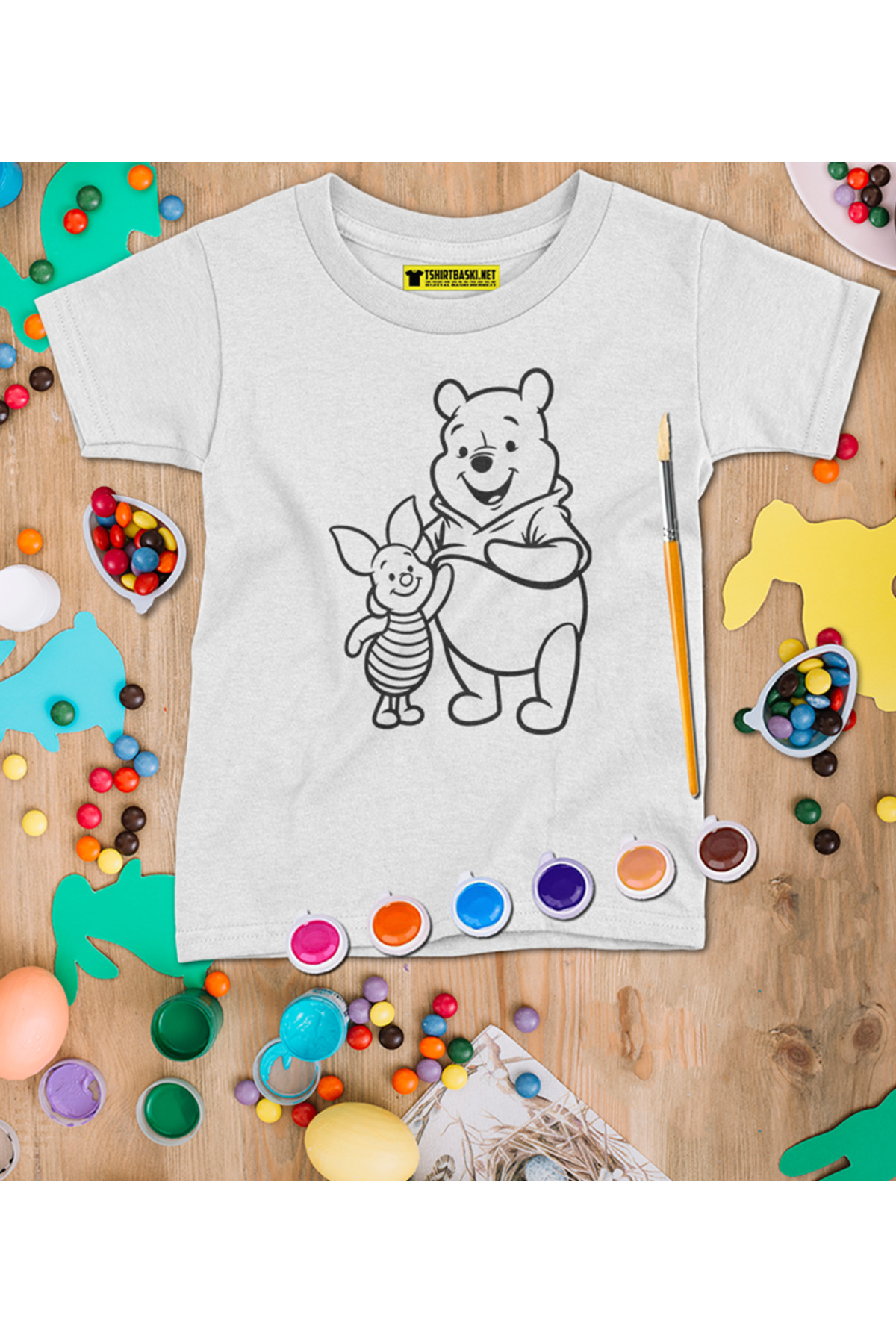 Winnie Çocuk Tişört Boyama Seti – Çocuk Full Set Fırçalı, Kreatif