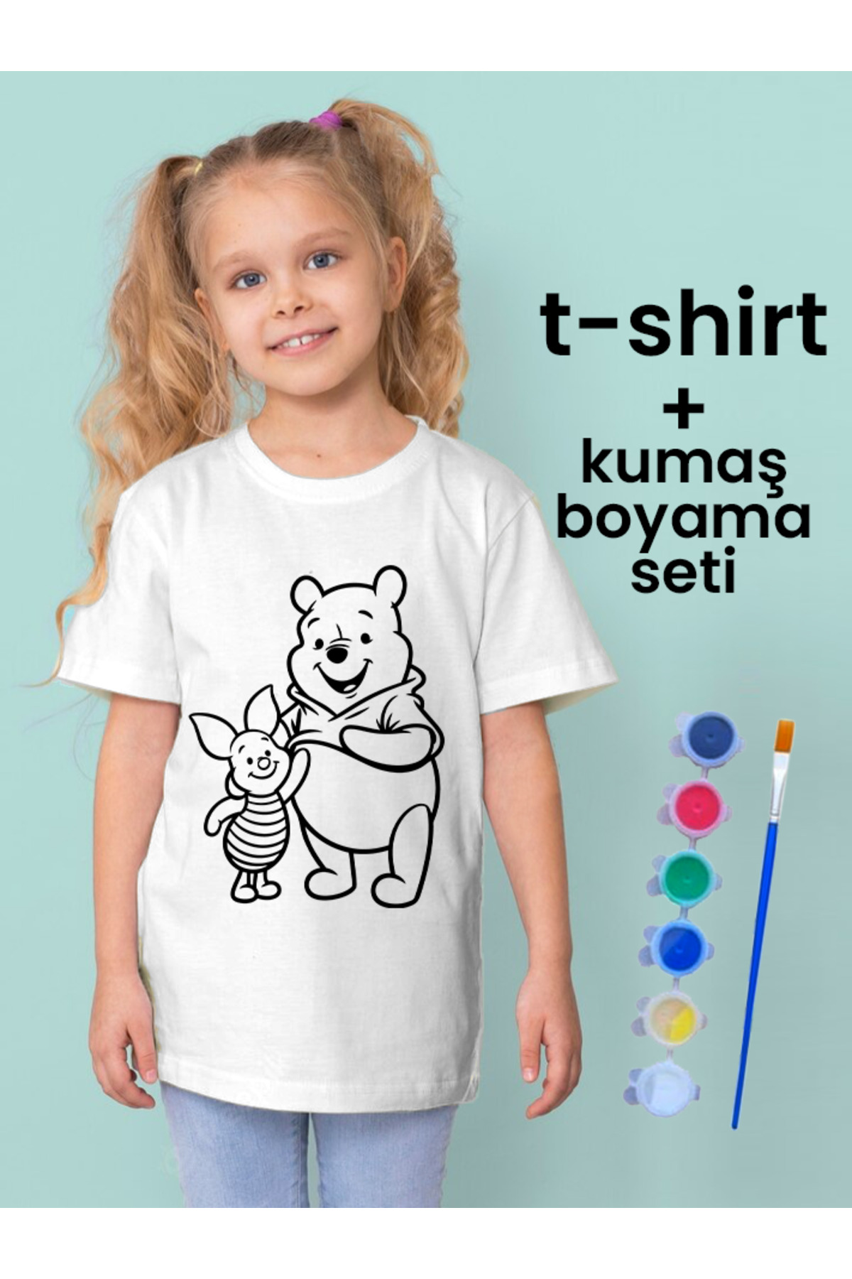 Winnie Çocuk Tişört Boyama Seti – Çocuk Full Set Fırçalı, Kreatif