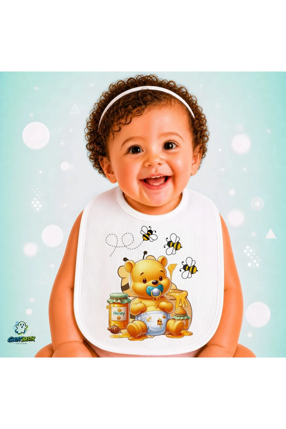 Winnie The Pooh Keten Bebek Mama Önlüğü – Yumuşak, Emici, Yıkanabilir, Özel Tasarım P206