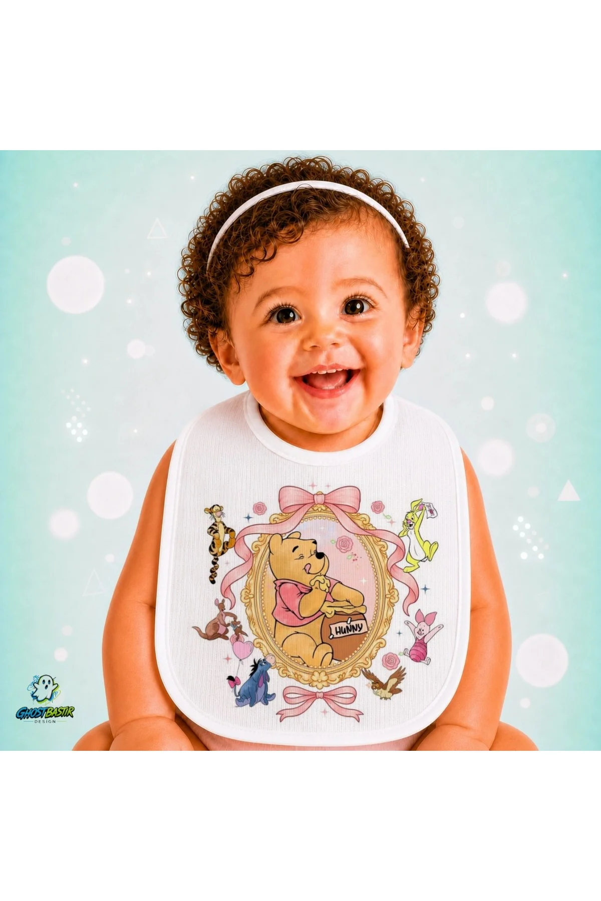 Winnie The Pooh Keten Bebek Mama Önlüğü – Yumuşak, Emici, Yıkanabilir, Özel Tasarım P204