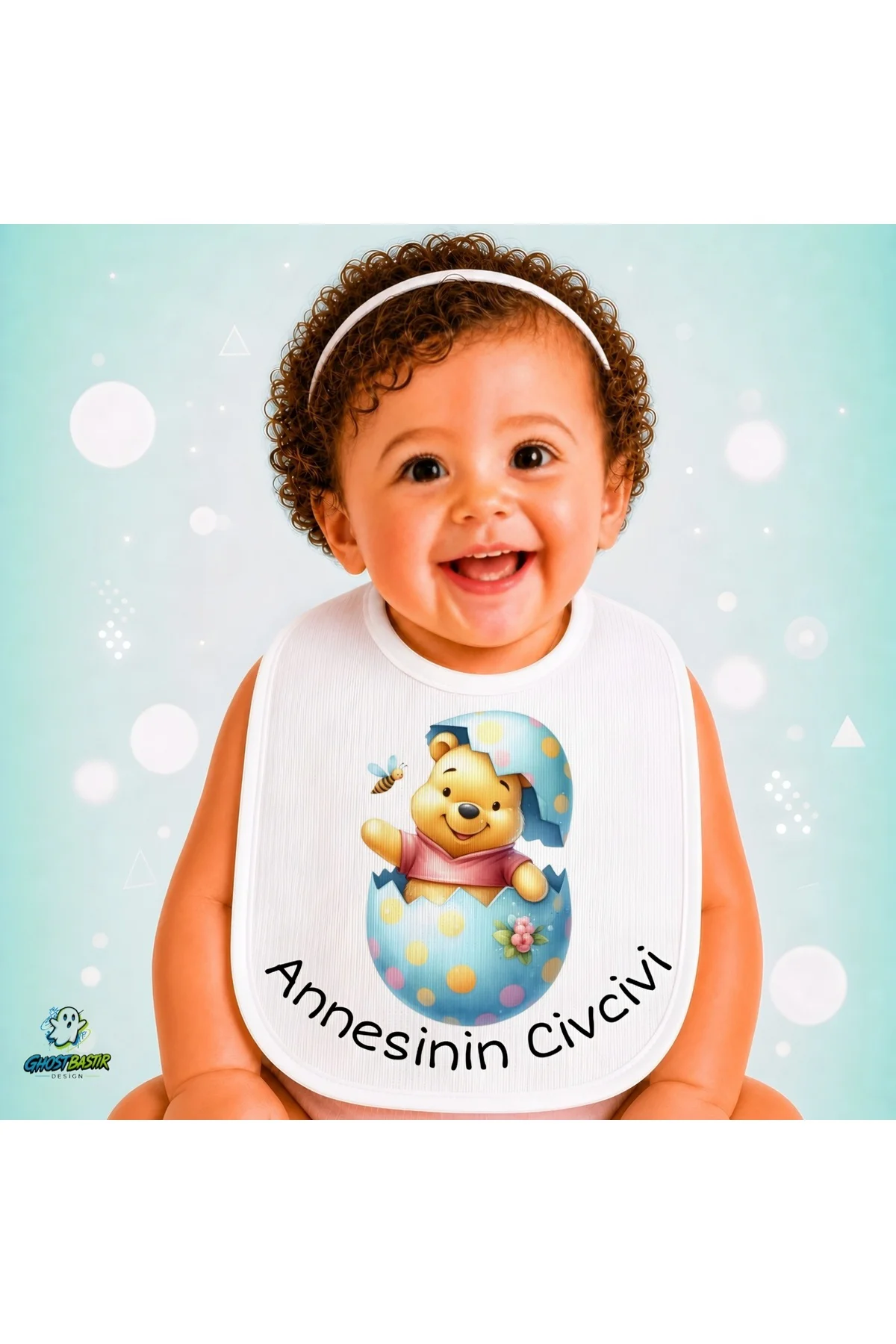 Winnie The Pooh Keten Bebek Mama Önlüğü – Yumuşak, Emici, Yıkanabilir, Özel Tasarım P208