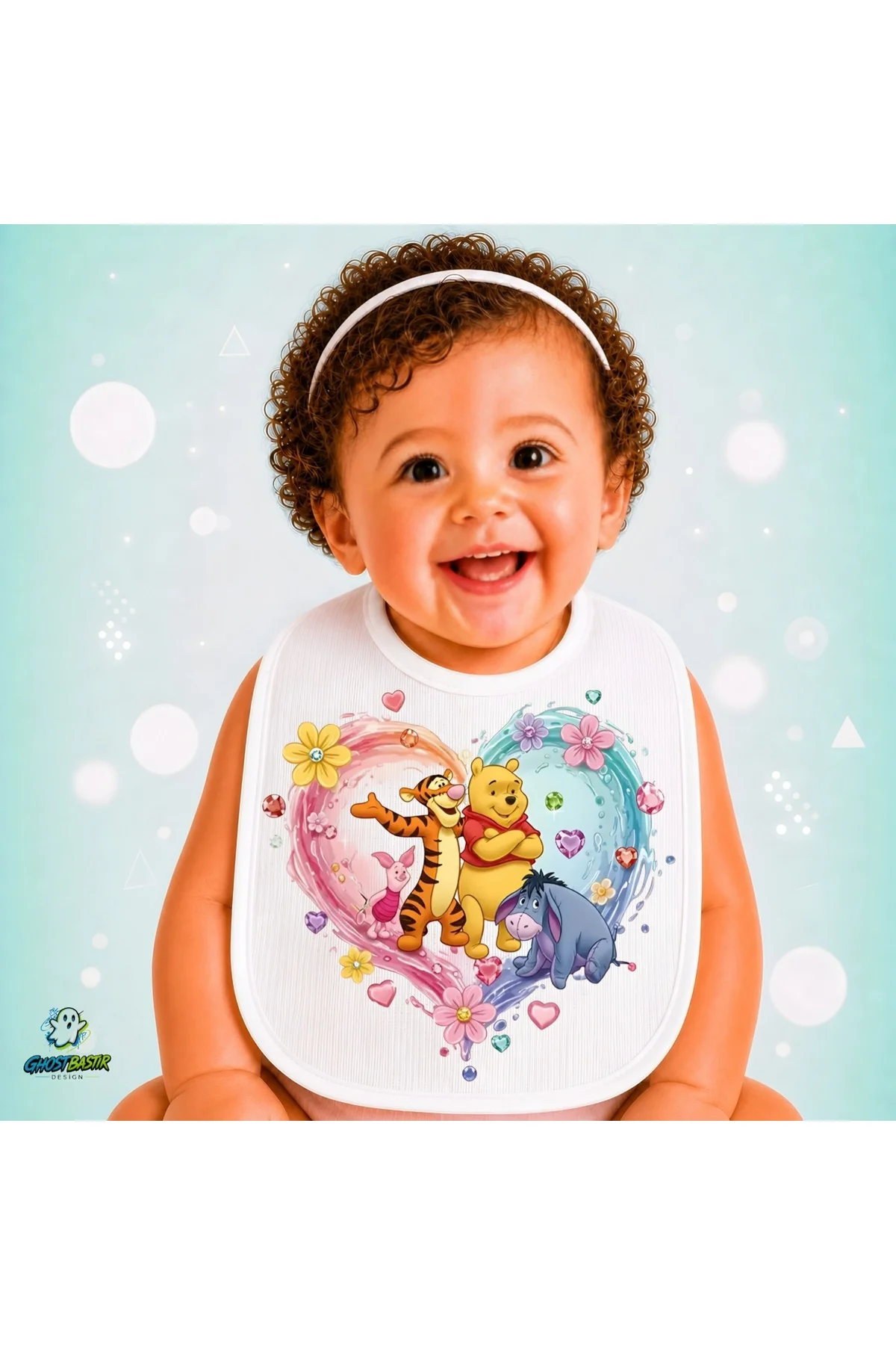 Winnie The Pooh Keten Bebek Mama Önlüğü – Yumuşak, Emici, Yıkanabilir, Özel Tasarım P203