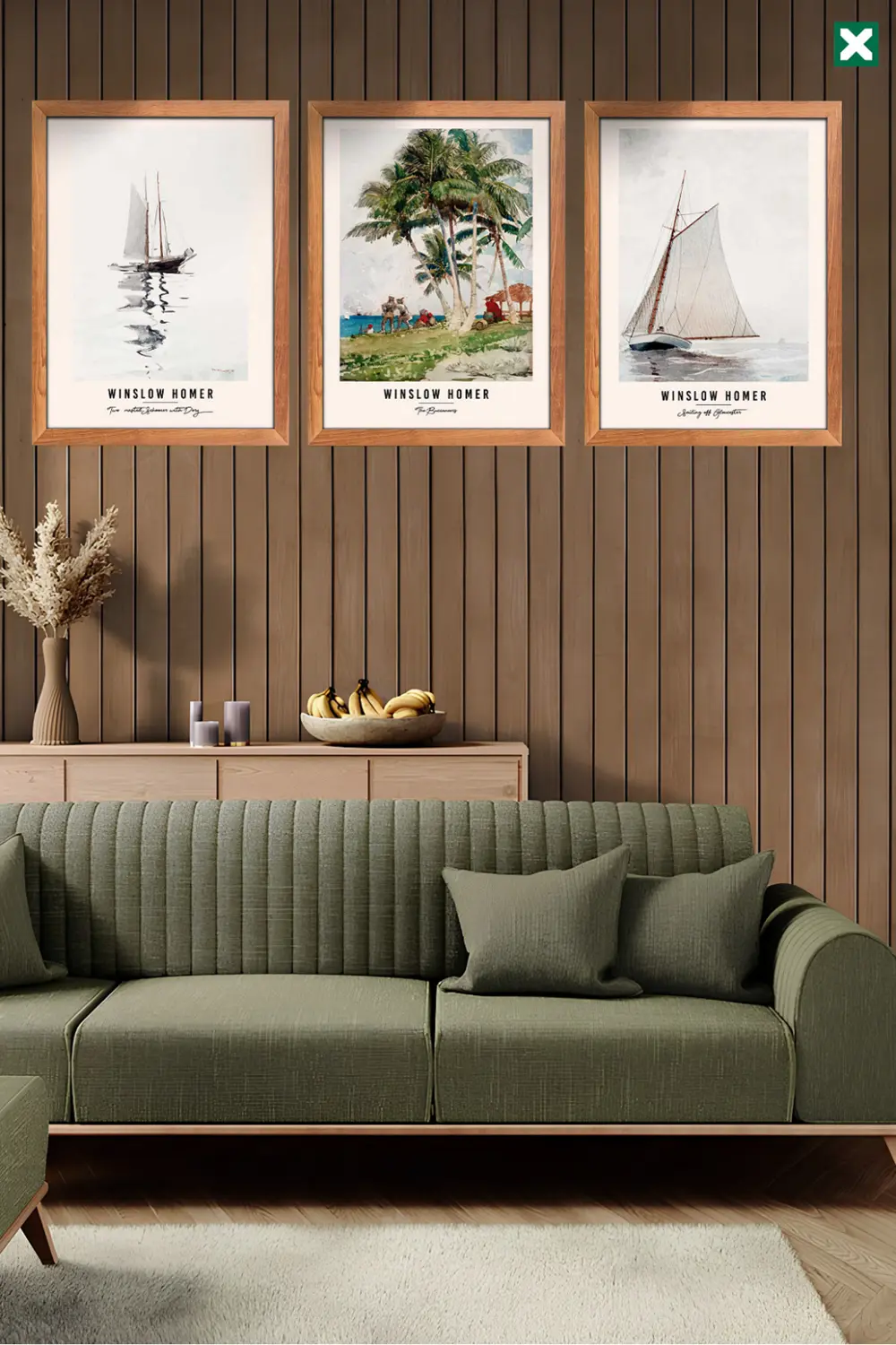 Winslow Homer Duvar Sanatı 3'lü Set Çerçeve Görünümlü Modern Mdf 