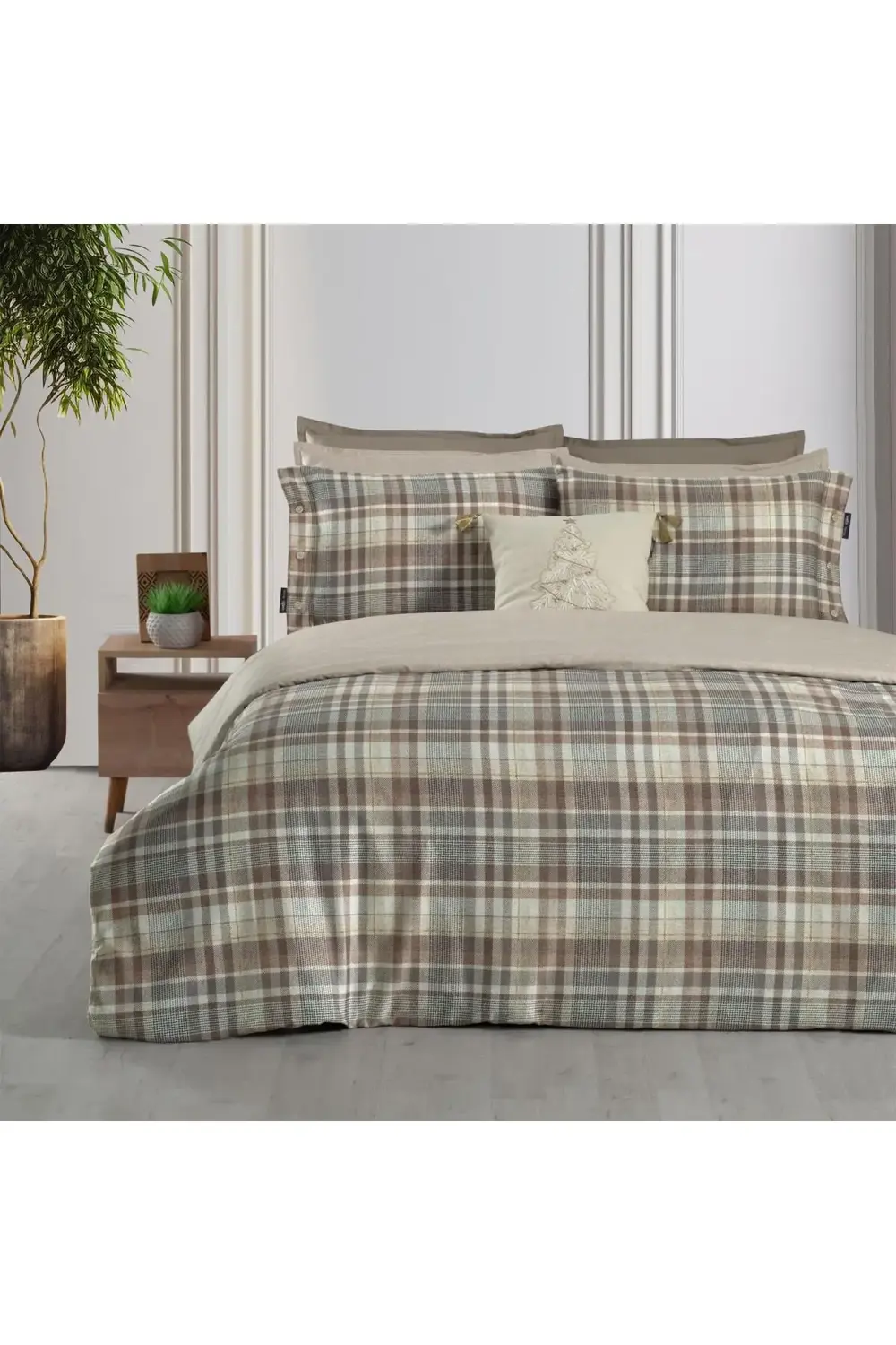 Sarev Winston Çift Kişilik %100 Pamuk Saten Nevresim Takımı Mocha