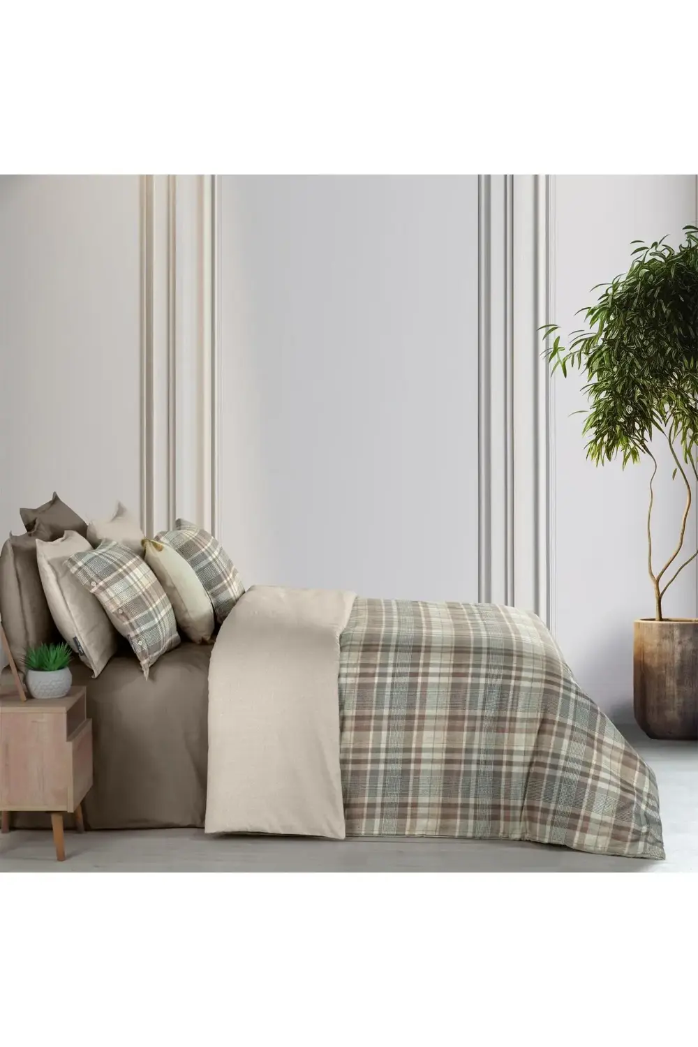 Sarev Winston Çift Kişilik %100 Pamuk Saten Nevresim Takımı Mocha