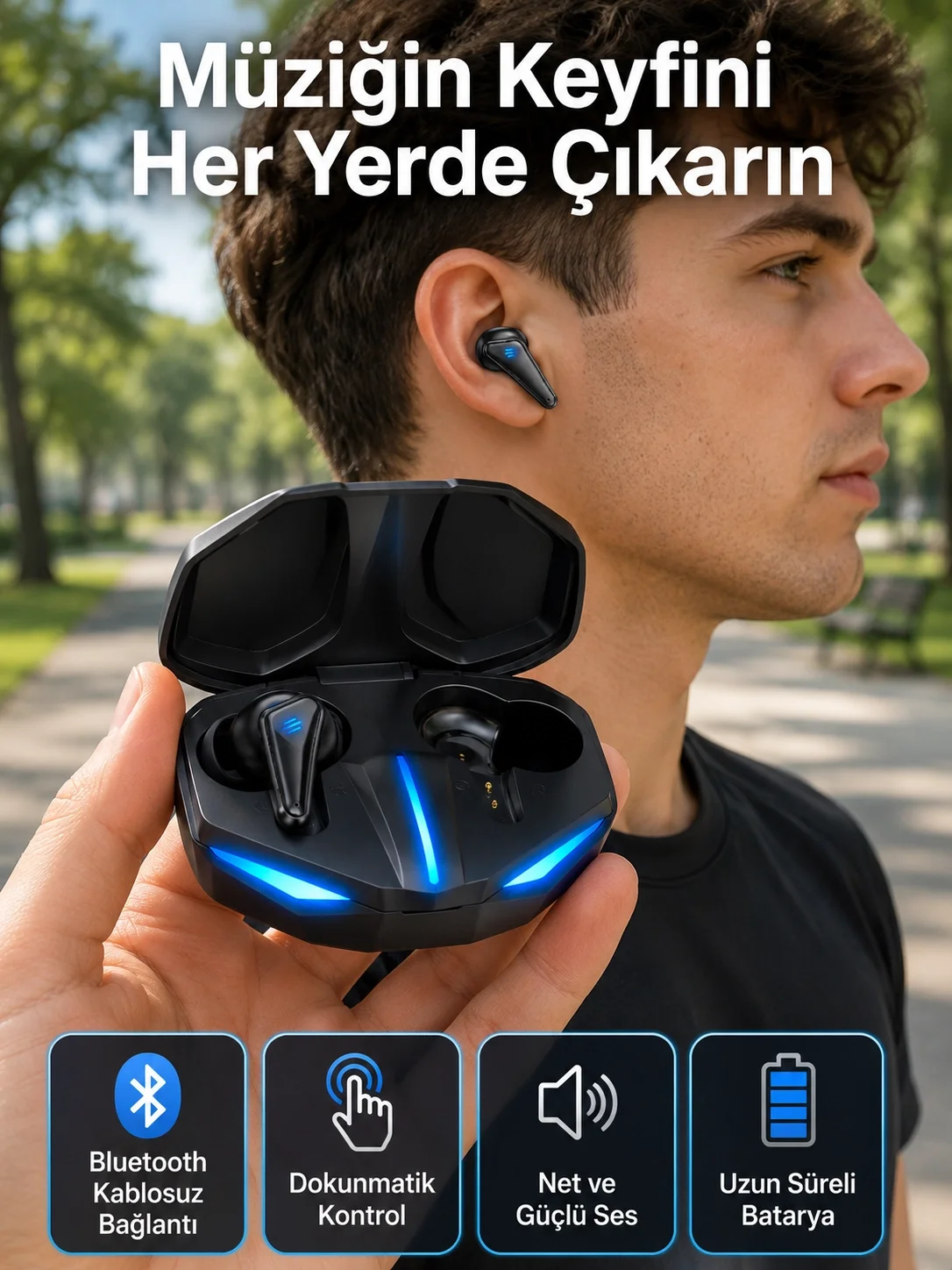 Wireless Gaming Kulaklık Mikrofonlu Bluetooth Oyuncu Kulaklığı