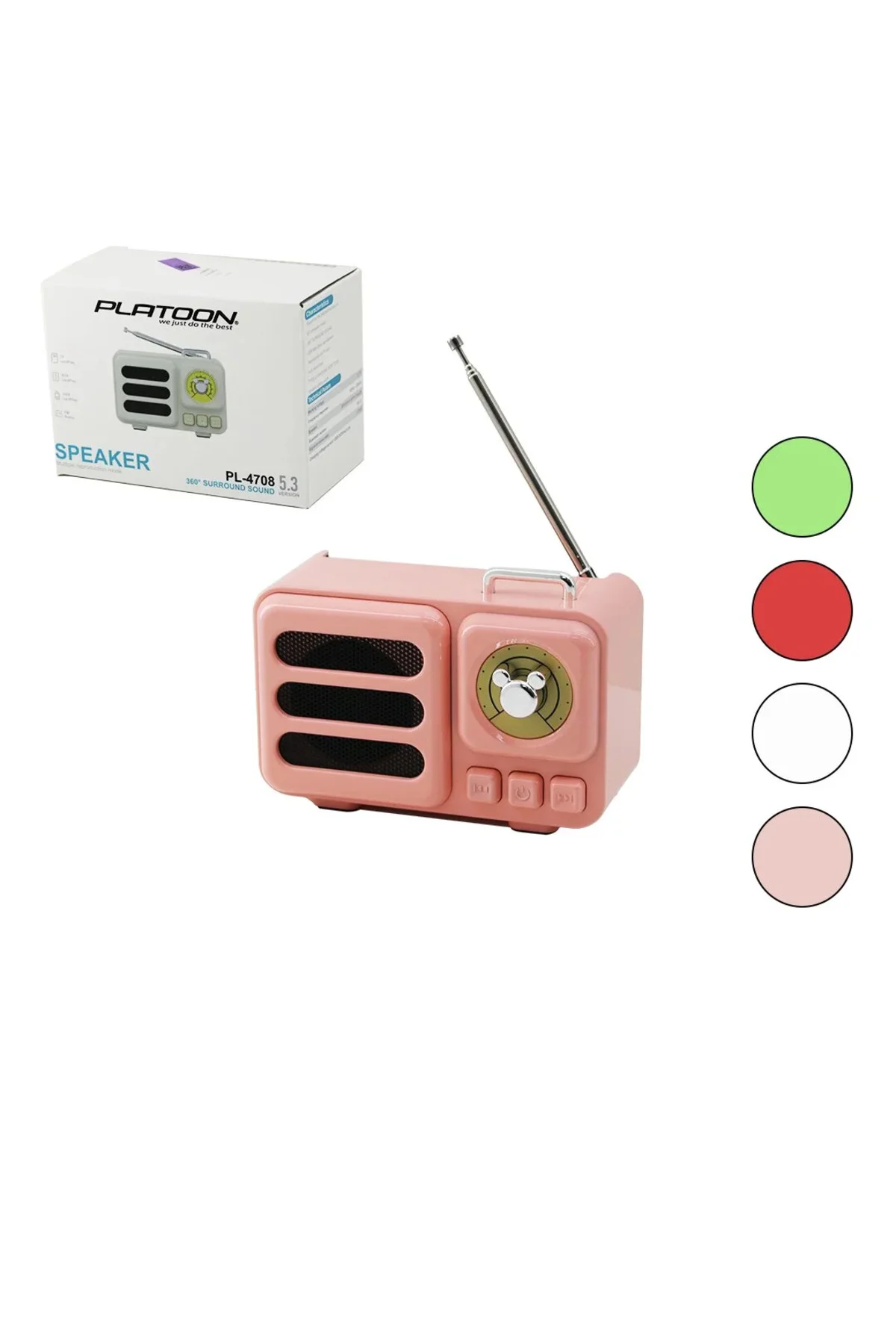 Wireless Hoparlör - Speaker - Radyo Işıklı Usb Şarjlı Renkli Kasa - Bronz Çerçeve Usb - Dc 5V - Tf