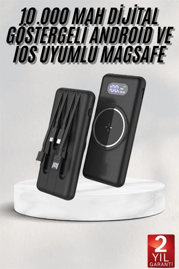 Wireless Powerbank 10000 Mah LED Ekranlı Dahili Kablolu Hızlı Şarj Fiyatı, Yorumları ve Özellikleri