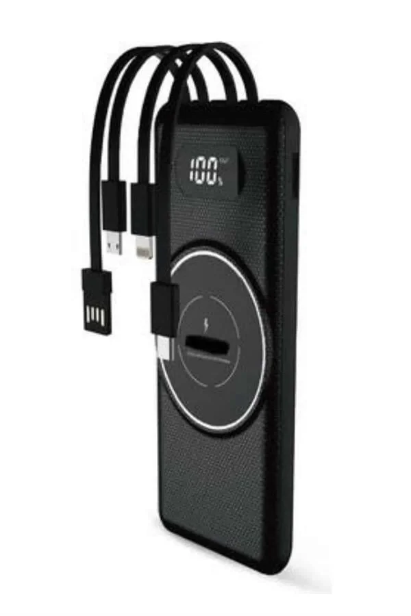 Wireless Powerbank 10000 Mah LED Ekranlı Dahili Kablolu Hızlı Şarj