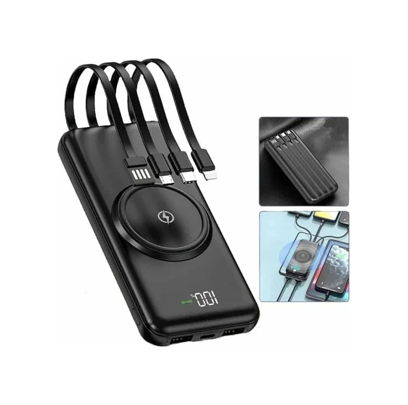 Wireless Powerbank 10000 Mah Led Ekranlı Dahili Kablolu Hızlı Şar