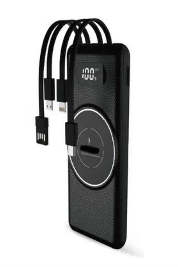 Wireless Powerbank 10000 Mah LED Ekranlı Dahili Kablolu Hızlı Şarj