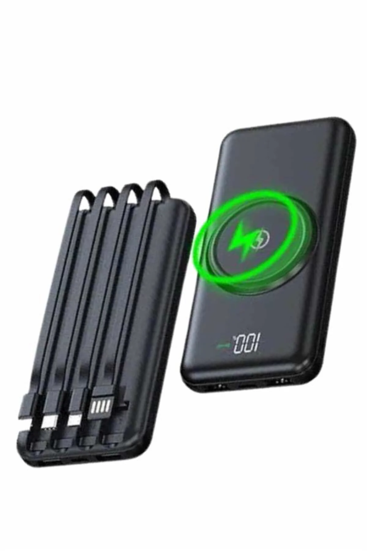 Wireless Powerbank 10000 Mah LED Ekranlı Dahili Kablolu Hızlı Şar