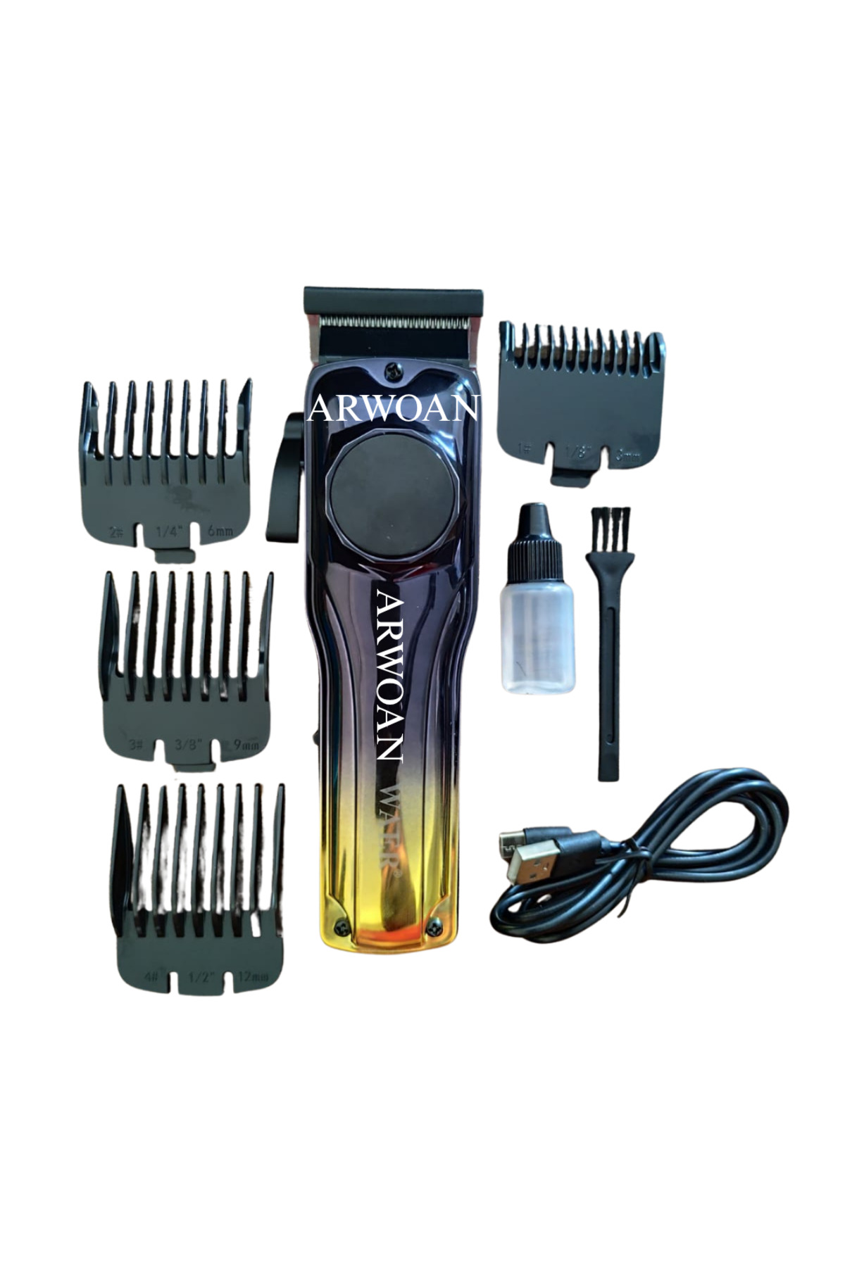 Arwoan Wireless Pro Fade Kablosuz Saç Kesme Makinesi – 6 Başlık, Usb Şar