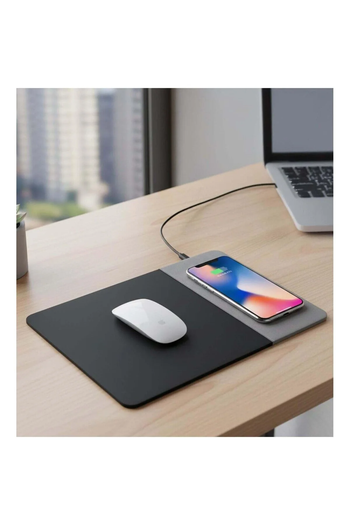 Wireless Şarj Mouse Pad, Gri