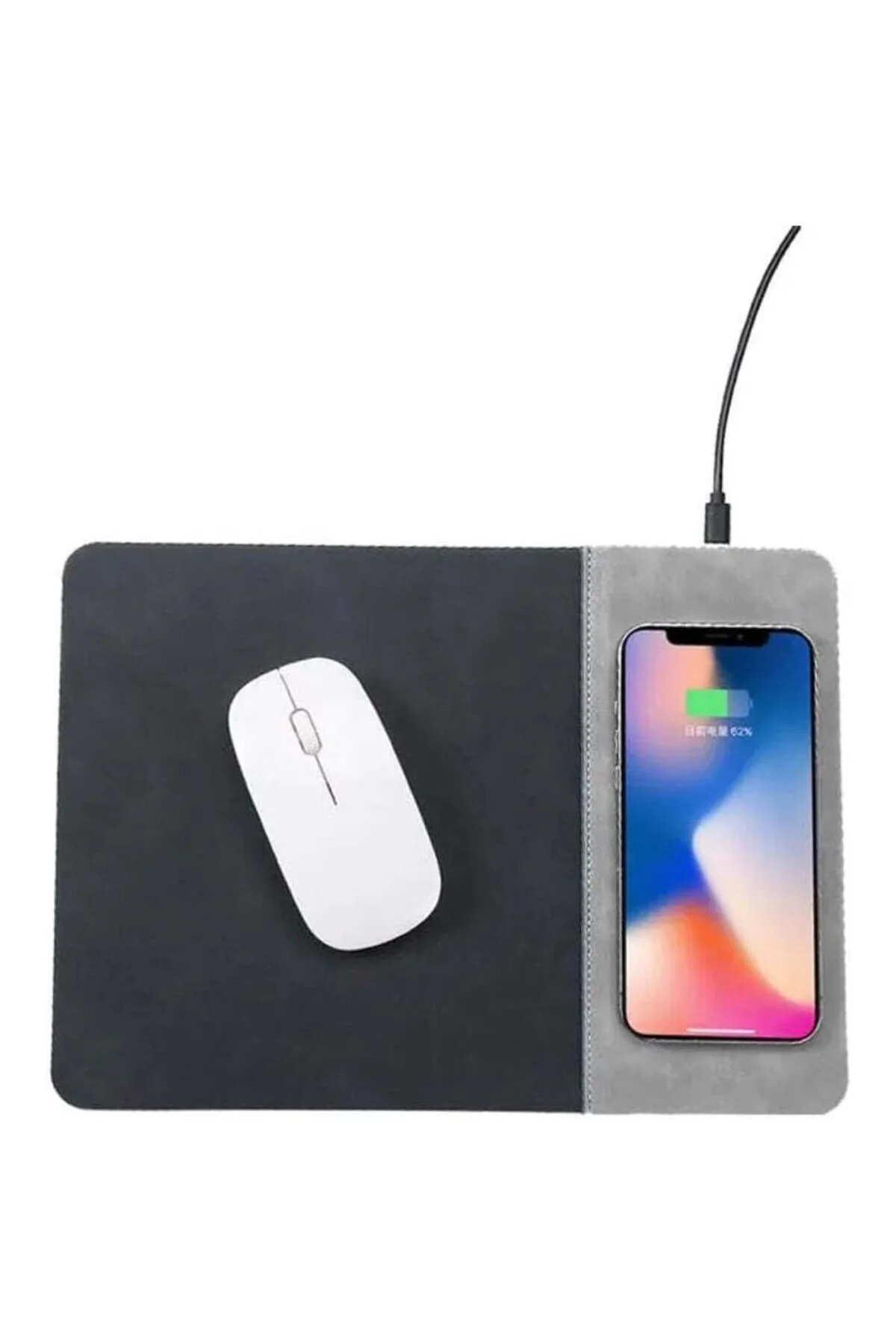 Wireless Şarj Mouse Pad, Gri